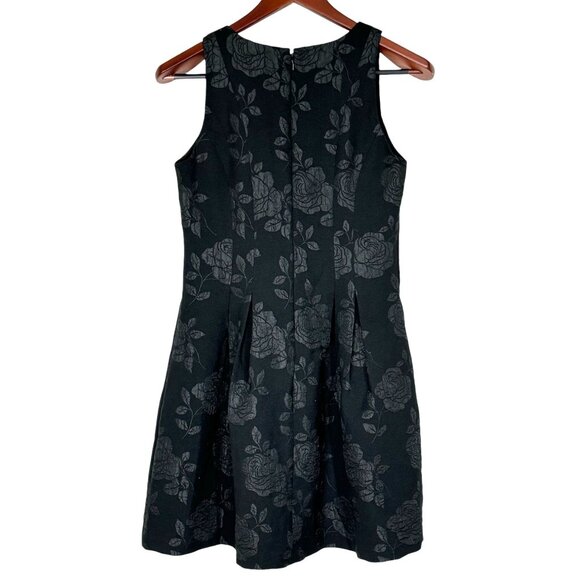 Ann Taylor Womens Black Floral Sleeveless Dress V-Neck Fit & Flare Size 0 - Picture 3 of 5